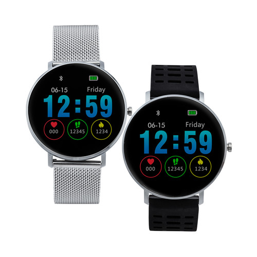 Reloj smartwatch correas intercambiables plateada y negra