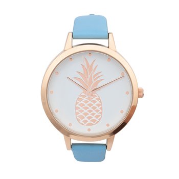 Relógio abacaxi azul mulher