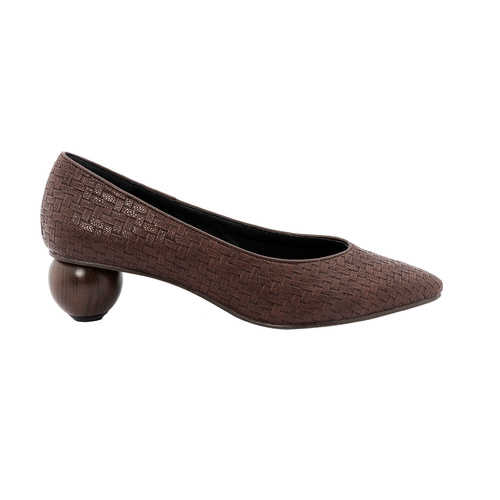 Zapato tacón redondo marrón