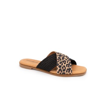 Sandalia de piel estampado leopardo- Made in Spain