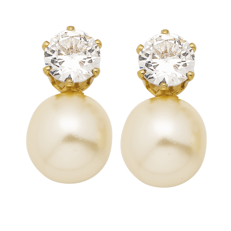 Brincos mini golden & pearls