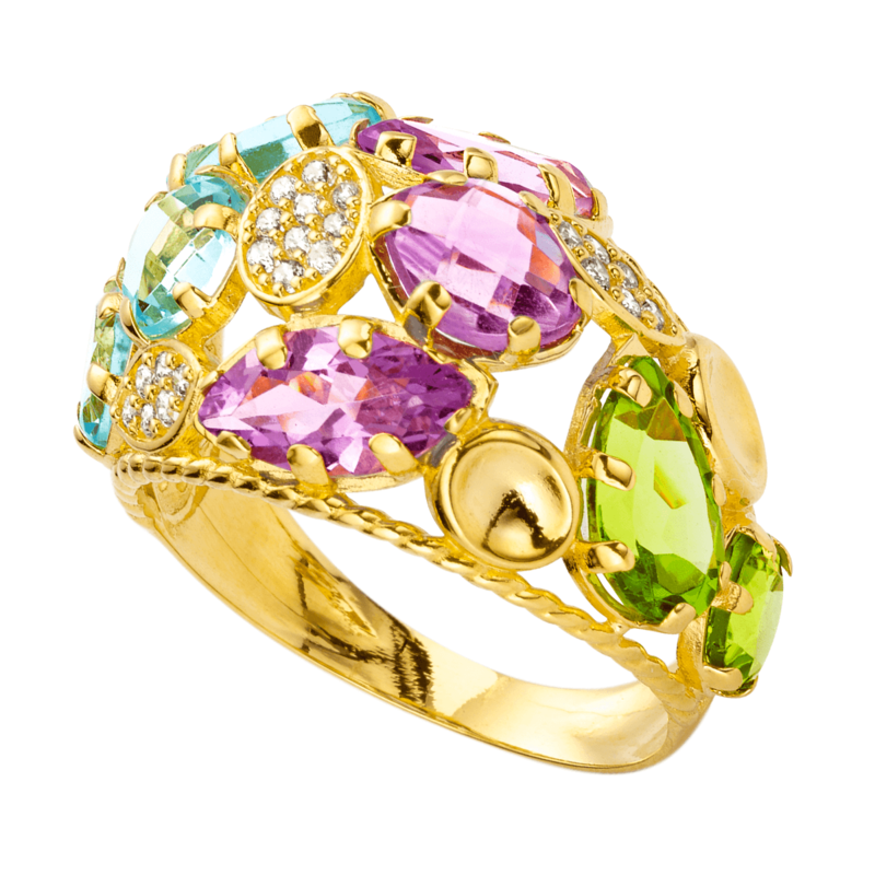 Anillo golden&stones colours