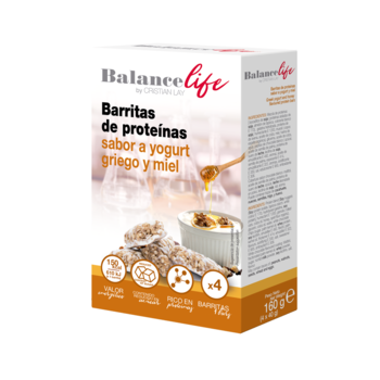 Barritas de proteínas sabor a yogurte grego e mel balance life