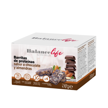 Barritas de proteínas sabor a chocolate e amendoas balance life