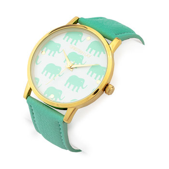 Relógio talismã elefantes  verde mulher