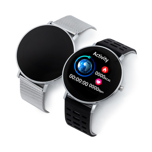 Reloj smartwatch correas intercambiables plateada y negra