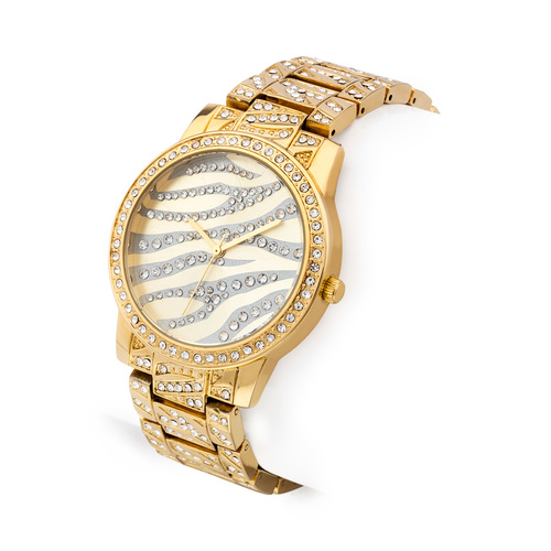 Relógio zebra dourado mulher