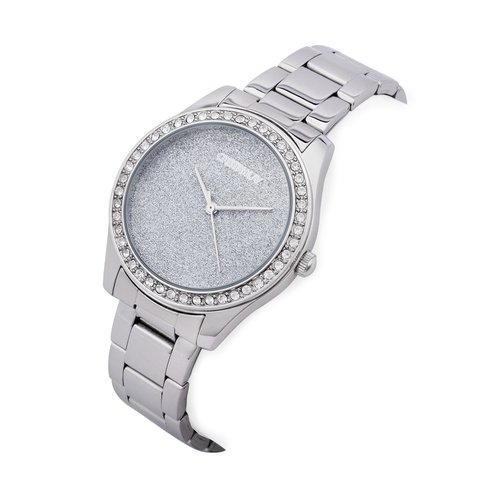Relógio brilhantina de prata mulher
