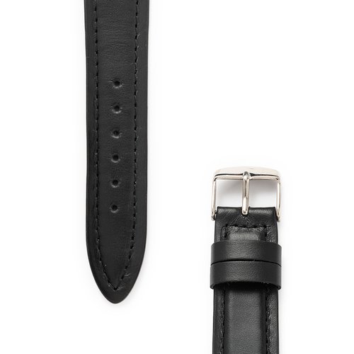 Relógio bracelete preta pele Milão com esfera branca