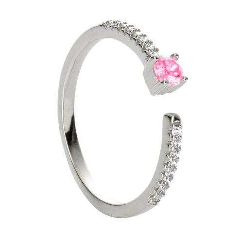 Kit gargantilha, brincos e anel amor pelo rosa prata