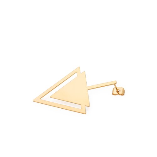 Brincos dourados duplo triângulo invertido