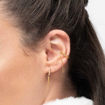 Aretes Ear Cuff con cadena Plata bañada en Oro