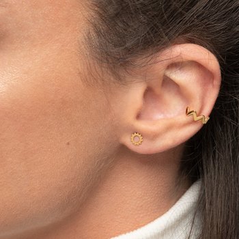 Brinco Ear Cuff zigzag Prata banhada em Ouro
