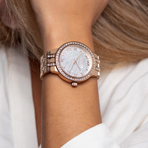 Relógio chapado ouro rosa mulher