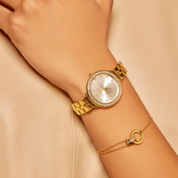 Set reloj y pulsera dorado mujer