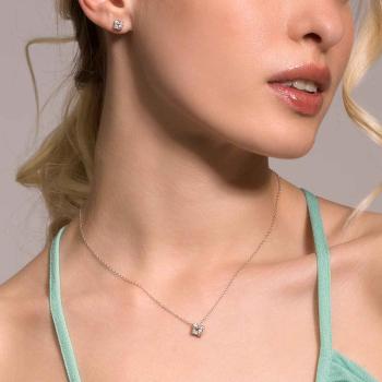 Set Gioielli Argento Placcato Con Zirconi: Collana E Orecchini, 2.5 Ct, SP